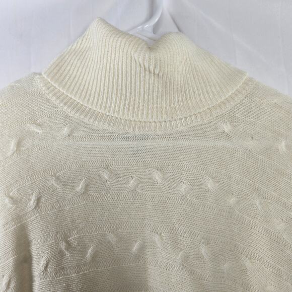 Bianco & Blu Cream Wool Cashmere Blend Turtleneck Sweater Size Medium Italy - Picture 2 of 7